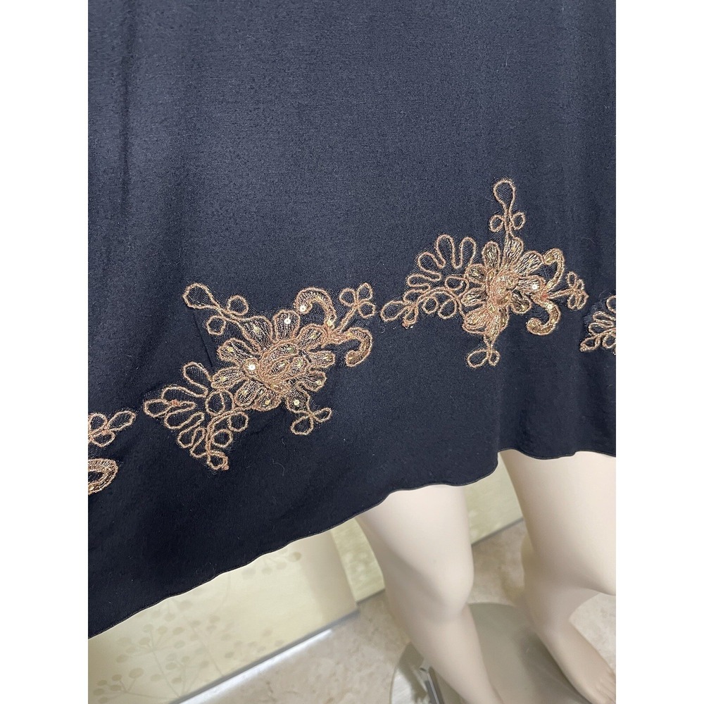 Joyous & Free Black Embroidered Long Sleeve Top XL - Picture 2 of 5